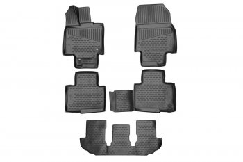 Коврики салона (полиуретан) Format 3D Toyota Highlander  XU70 (2020-2025) (Чёрные)