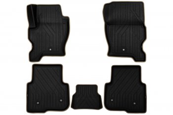 Коврики салона (Polystar) KVEST 3D Land Rover Discovery  4 L319 (2009-2016) (Чёрные с бежевым)