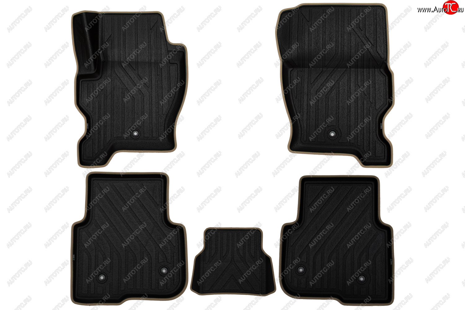 5 999 р. Коврики салона (Polystar) KVEST 3D  Land Rover Discovery  4 L319 (2009-2016) (Чёрные с бежевым)  с доставкой в г. Белгород