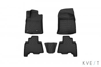 Комплект ковриков в салон (цвет: основа - черный, кант - серый, полистар) KVEST 3D Toyota Land Cruiser Prado  J150 (2013-2017) 1-ый рестайлинг