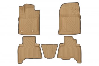 Комплект ковриков в салон Kvest 3D (полистар, основа - бежевая, кант - чёрный) Toyota Land Cruiser Prado  J150 (2013-2025) 1-ый рестайлинг, 2-ой рестайлинг, 3-ий рестайлинг