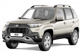 5 699 р. Защита переднего бампера (волна, Ø63) Petroil Tuning Лада Нива Трэвел (212300-80) (2021-2025) (сталь в цвет черный (Шагрень))  с доставкой в г. Белгород. Увеличить фотографию 2