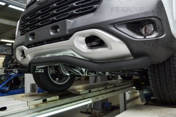 5 699 р. Защита переднего бампера (волна, Ø63) Petroil Tuning Лада Нива Трэвел (212300-80) (2021-2025) (сталь в цвет черный (Шагрень))  с доставкой в г. Белгород. Увеличить фотографию 4
