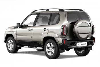 9 349 р. Защита порогов (с накладками, Ø63 мм) Petroil Tuning Лада Нива Трэвел (212300-80) (2021-2025) (окраска в серебристый (Искра))  с доставкой в г. Белгород. Увеличить фотографию 2