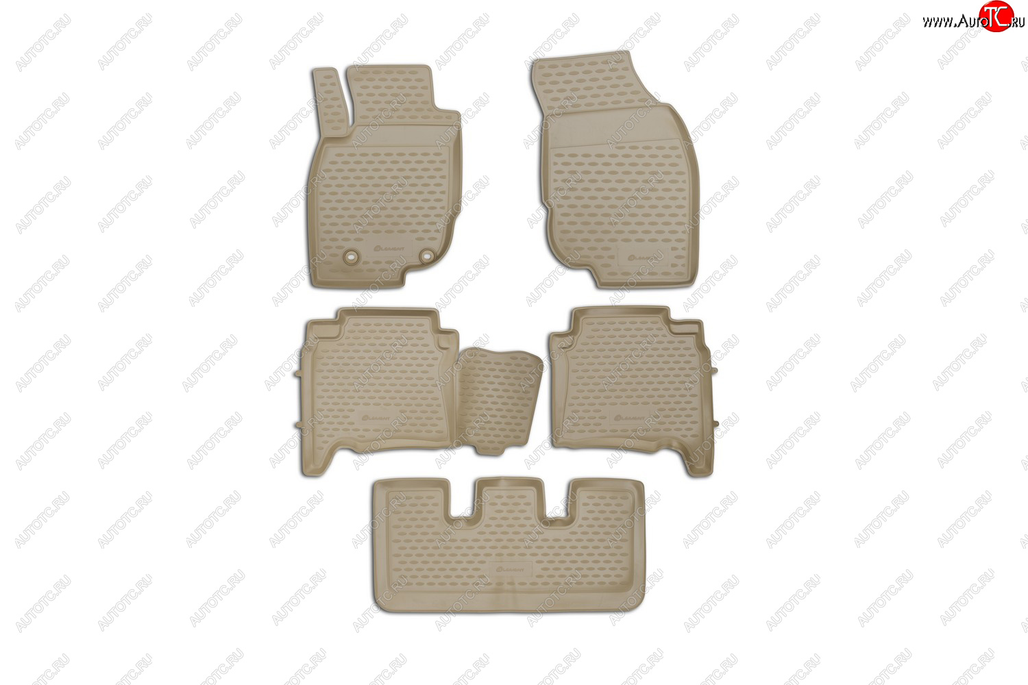 2 459 р. Коврики в салон TOYOTA Fortuner, 012013-2017, левый руль, 5 шт. (полиуретан, бежевый)  Тойота Фортунер Element nlc.48.110.212k  с доставкой в г. Белгород