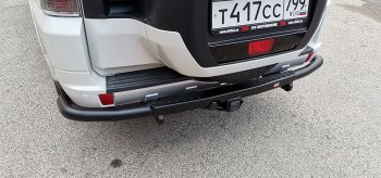 Бампер задний силовой РИФ Mitsubishi Pajero 4 V90 2-ой рестайлинг (2014-2020) (С квадратом под фаркоп)