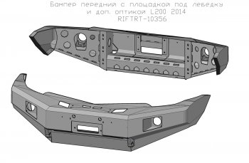 59 259 р. Бампер передний силовой РИФ Mitsubishi Pajero Sport PB дорестайлинг (2008-2013) (С дополнительными фарами и защитой бачка омывателя)  с доставкой в г. Белгород. Увеличить фотографию 4
