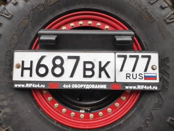 118 699 р. Бампер задний силовой РИФ Nissan Patrol 6 Y62 дорестайлинг (2010-2014) (С квадратом под фаркоп, 2-мя калитками, фонарями и подсветкой номера)  с доставкой в г. Белгород. Увеличить фотографию 4
