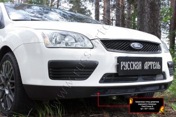 3 019 р. Защитная сетка решетки переднего бампера Русская Артель Ford Focus 2  седан дорестайлинг (2004-2008) (Поверхность текстурная)  с доставкой в г. Белгород. Увеличить фотографию 2