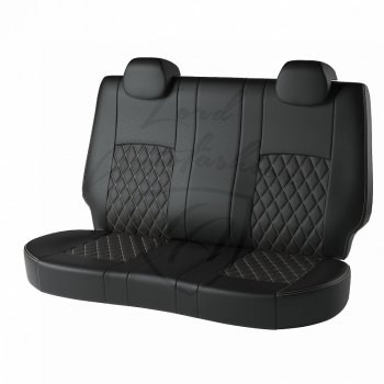 7 199 р. Чехлы для сидений Lord Autofashion Турин Ромб (экокожа) Skoda Fabia Mk2 хэтчбэк рестайлинг (2010-2014) (Чёрный, вставка чёрная, строчка бежевая)  с доставкой в г. Белгород. Увеличить фотографию 2