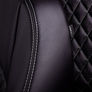 7 199 р. Чехлы для сидений Lord Autofashion Турин Ромб (экокожа, спинка и сиденье 60/40, 2 Г-образных подголовника) Skoda Fabia Mk2 хэтчбэк рестайлинг (2010-2014) (Черный, вставка черная, строчка серая)  с доставкой в г. Белгород. Увеличить фотографию 4