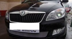 1 539 р. Сетка на бампер (рестайлинг) Russtal (хром) Skoda Fabia Mk2 хэтчбэк дорестайлинг (2007-2010)  с доставкой в г. Белгород. Увеличить фотографию 4