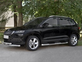26 999 р. Защита переднего бампера (2 трубы Ø63 мм, нержавейка) SLITKOFF Skoda Karoq NU7 дорестайлинг (2017-2021)  с доставкой в г. Белгород. Увеличить фотографию 3