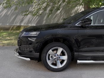 26 999 р. Защита переднего бампера (2 трубы Ø63 мм, нержавейка) SLITKOFF Skoda Karoq NU7 дорестайлинг (2017-2021)  с доставкой в г. Белгород. Увеличить фотографию 4