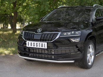 15 499 р. Защита переднего бампера (Ø42 мм, нержавейка) SLITKOFF Skoda Karoq NU7 дорестайлинг (2017-2021)  с доставкой в г. Белгород. Увеличить фотографию 2