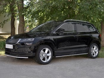 15 499 р. Защита переднего бампера (Ø42 мм, нержавейка) SLITKOFF Skoda Karoq NU7 дорестайлинг (2017-2021)  с доставкой в г. Белгород. Увеличить фотографию 3