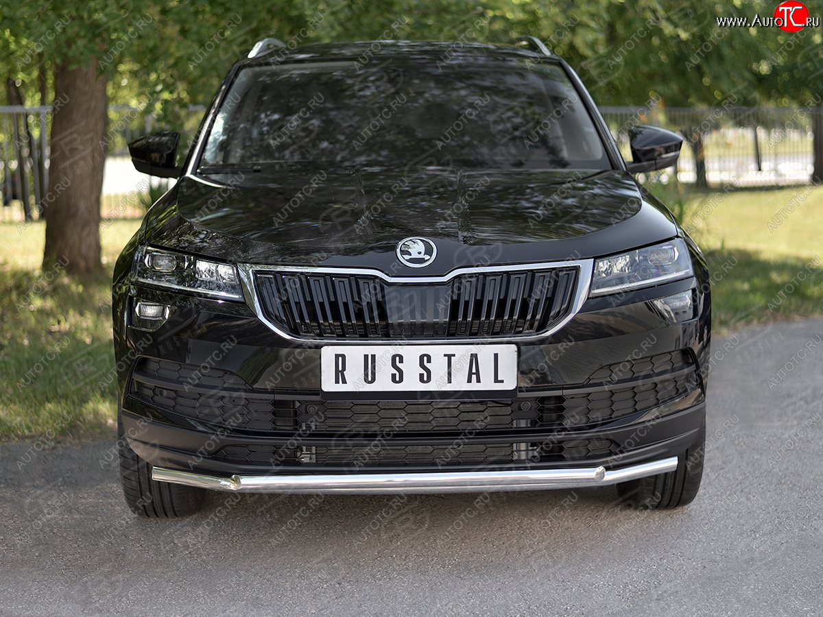 18 999 р. Защита переднего бампера (2 трубы Ø42 мм, нержавейка) SLITKOFF Skoda Karoq NU7 дорестайлинг (2017-2021)  с доставкой в г. Белгород
