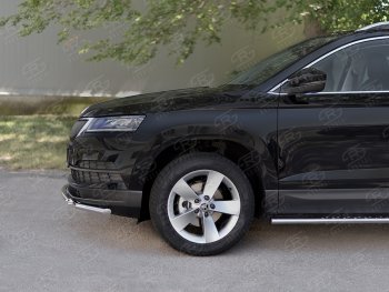 18 999 р. Защита переднего бампера (2 трубы Ø42 мм, нержавейка) SLITKOFF Skoda Karoq NU7 дорестайлинг (2017-2021)  с доставкой в г. Белгород. Увеличить фотографию 4