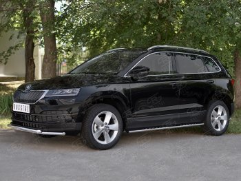 18 999 р. Защита переднего бампера (2 трубы Ø42 мм, нержавейка) SLITKOFF Skoda Karoq NU7 дорестайлинг (2017-2021)  с доставкой в г. Белгород. Увеличить фотографию 3