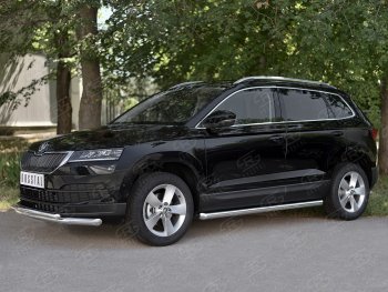 21 899 р. Защита переднего бампера (2 трубы Ø63 и 42 мм, нержавейка) SLITKOFF Skoda Karoq NU7 дорестайлинг (2017-2021)  с доставкой в г. Белгород. Увеличить фотографию 3