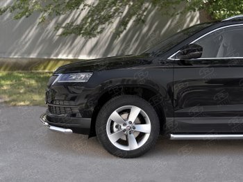 21 899 р. Защита переднего бампера (2 трубы Ø63 и 42 мм, нержавейка) SLITKOFF Skoda Karoq NU7 дорестайлинг (2017-2021)  с доставкой в г. Белгород. Увеличить фотографию 4