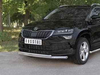 21 899 р. Защита переднего бампера (2 трубы Ø63 и 42 мм, нержавейка) SLITKOFF Skoda Karoq NU7 дорестайлинг (2017-2021)  с доставкой в г. Белгород. Увеличить фотографию 2
