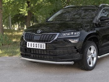 16 299 р. Защита переднего бампера (Ø63 мм, нержавейка) SLITKOFF Skoda Karoq NU7 дорестайлинг (2017-2021)  с доставкой в г. Белгород. Увеличить фотографию 2