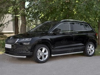 16 299 р. Защита переднего бампера (Ø63 мм, нержавейка) SLITKOFF Skoda Karoq NU7 дорестайлинг (2017-2021)  с доставкой в г. Белгород. Увеличить фотографию 3
