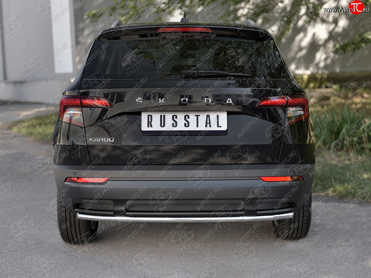 14 549 р. Защита заднего бампера (Ø42 мм, нержавейка) SLITKOFF Skoda Karoq NU7 дорестайлинг (2017-2021)  с доставкой в г. Белгород