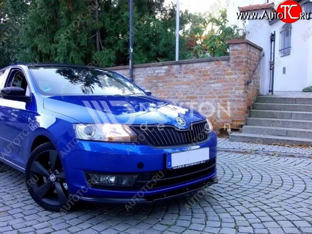 6 299 р. Накладка на передний бампер Splitter Skoda Rapid NH3 дорестайлинг лифтбэк (2012-2017) (Неокрашенная)  с доставкой в г. Белгород
