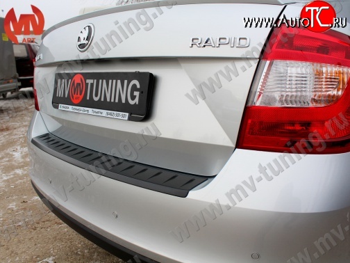 1 199 р. Накладка защитная на задний бампер Style Skoda Rapid NH3 дорестайлинг лифтбэк (2012-2017) (Глянец)  с доставкой в г. Белгород