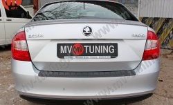 1 199 р. Накладка защитная на задний бампер Style Skoda Rapid NH3 дорестайлинг лифтбэк (2012-2017) (Глянец)  с доставкой в г. Белгород. Увеличить фотографию 2