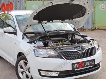 2 969 р. Упор капота MV-Tuning (одинарный) Skoda Rapid NH3 дорестайлинг лифтбэк (2012-2017)  с доставкой в г. Белгород. Увеличить фотографию 2