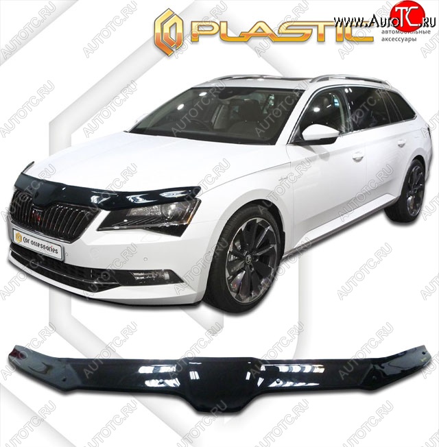3 099 р. Дефлектор капота CA-Plastik Skoda Superb B8 (3V) лифтбэк рестайлинг (2019-2025) (Classic черный, Без надписи)  с доставкой в г. Белгород