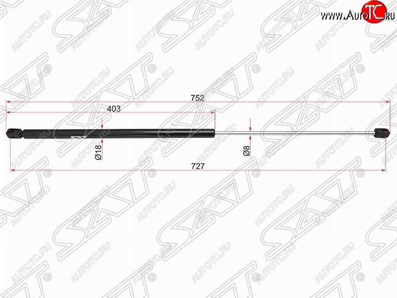 699 р. Газовый упор капота SAT Skoda Superb B8 (3V) лифтбэк дорестайлинг (2015-2019)  с доставкой в г. Белгород