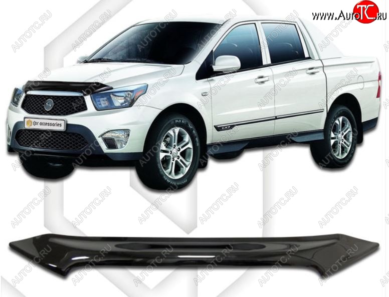 2 079 р. Дефлектор капота CA-Plastiс SSANGYONG Actyon Sport (2012-2025) (Classic черный, Без надписи)  с доставкой в г. Белгород