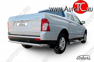9 809 р. Защита заднего бампера Arbori SSANGYONG Actyon Sport (2012-2025)  с доставкой в г. Белгород