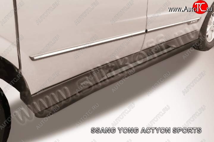 10 199 р. Защита порогов Slitkoff SSANGYONG Actyon Sport (2012-2025) (Цвет: серебристый)  с доставкой в г. Белгород