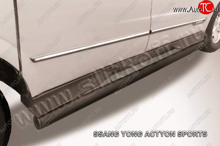 10 349 р. Защита порогов Slitkoff SSANGYONG Actyon Sport (2012-2025) (Цвет: серебристый)  с доставкой в г. Белгород