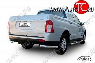 8 909 р. Защита заднего бампера Arbori SSANGYONG Actyon Sport (2012-2025)  с доставкой в г. Белгород