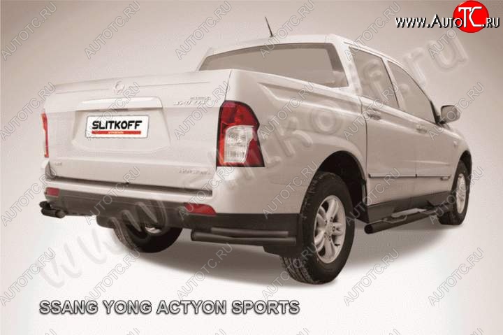 5 949 р. Уголки d57+d42 двойные SSANGYONG Actyon Sport (2012-2025) (Цвет: серебристый)  с доставкой в г. Белгород