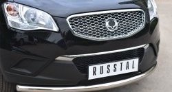 12 949 р. Одинарная защита переднего бампера диаметром 63 мм SLITKOFF  SSANGYONG Actyon (2010-2013) дорестайлинг  с доставкой в г. Белгород. Увеличить фотографию 2