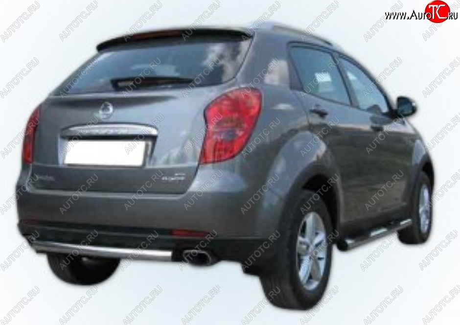6 849 р. Одинарная защита заднего бампера Slitkoff 57мм короткая  SSANGYONG Actyon (2010-2013) дорестайлинг (Цвет: нержавеющая полированная сталь)  с доставкой в г. Белгород