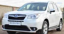 Одинарная защита переднего бампера диаметром 76 мм SLITKOFF Subaru Forester  SJ (2012-2016) дорестайлинг