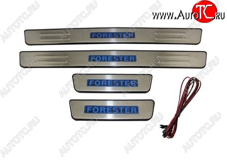 5 349 р. Накладки на порожки автомобиля СТ Subaru Forester SH (2008-2013)  с доставкой в г. Белгород