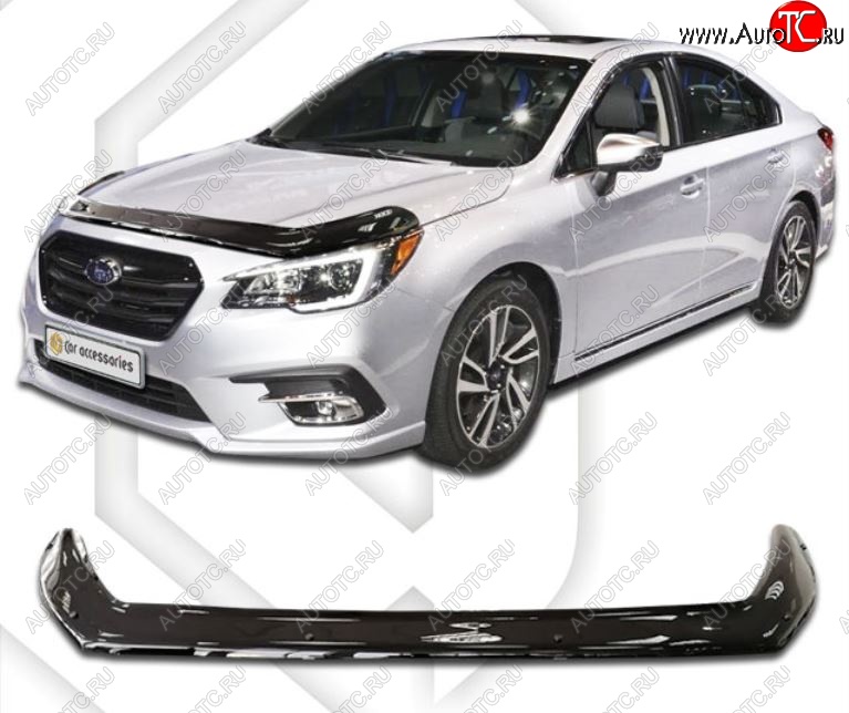 3 099 р. Дефлектор капота CA-Plastiс exclusive Subaru Legacy BN/B15 рестайлинг седан (2017-2025) (Classic черный, Без надписи)  с доставкой в г. Белгород