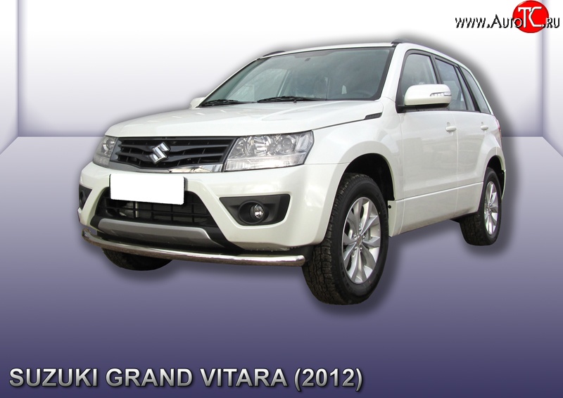 10 849 р. Одинарная защита переднего бампера из трубы диаметром 57 мм Slitkoff Suzuki Grand Vitara JT 5 дверей 2-ой рестайлинг (2012-2016) (Цвет: нержавеющая полированная сталь)  с доставкой в г. Белгород