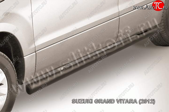 9 899 р. Защита порогов Slitkoff Suzuki Grand Vitara JT 5 дверей 2-ой рестайлинг (2012-2016) (Цвет: серебристый)  с доставкой в г. Белгород
