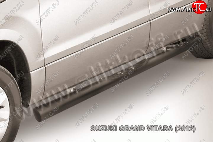 12 399 р. Защита порогов Slitkoff Suzuki Grand Vitara JT 5 дверей 2-ой рестайлинг (2012-2016) (Цвет: серебристый)  с доставкой в г. Белгород