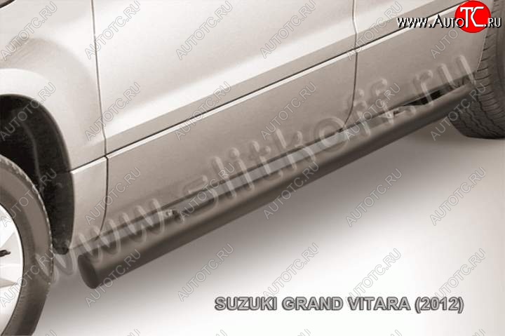 10 599 р. Защита порогов Slitkoff Suzuki Grand Vitara JT 5 дверей 2-ой рестайлинг (2012-2016) (Цвет: серебристый)  с доставкой в г. Белгород
